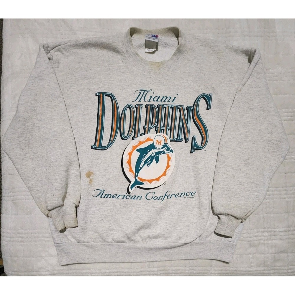 Vintage Miami Dolphins Crewneck Sweatshirt 1996 Made in USA Mens XL‎ *Read*